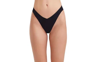 Au Naturel By Gottex Solid High Leg V Cut Bikini Swim Bottom In Black