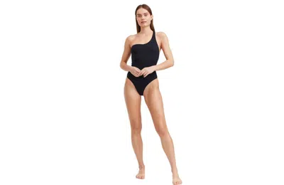 Au Naturel By Gottex Solid One Shoulder One Piece Swimsuit In Black