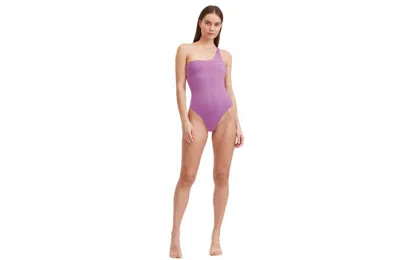 Au Naturel By Gottex Solid One Shoulder One Piece Swimsuit In Dusk Mauve