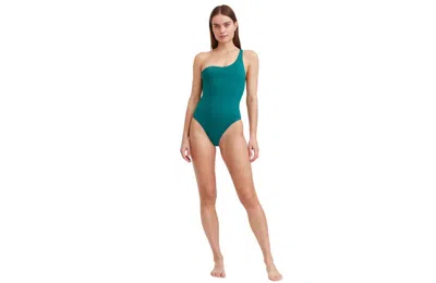 Au Naturel By Gottex Solid One Shoulder One Piece Swimsuit In Emerald