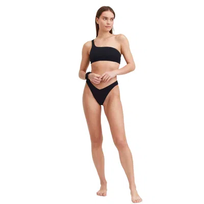 Au Naturel By Gottex Solid Reversible One Shoulder Bikini Swim Top In Black