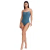 Au Naturel By Gottex Solid Scoop Neck One Piece With U Shape Back In Blue