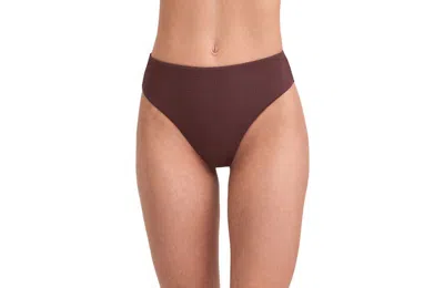 Au Naturel By Gottex Solid Textured High Leg High Waist Swim Bottom In Brunette