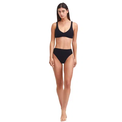 Au Naturel By Gottex Solid Textured V-neck Bikini Swim Top In Black