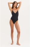 Au Naturel By Gottex Timeless Chic  Alex V Neck Open T-back One Piece In Black
