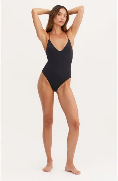 Au Naturel By Gottex Timeless Chic  Alex V Neck Open T-back One Piece In Black