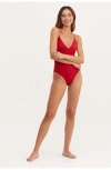 Au Naturel By Gottex Timeless Chic  Alex V Neck Open T-back One Piece In Paprika