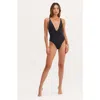 Au Naturel By Gottex Timeless Chic Aria Deep Plunge Open Back One Piece In Black