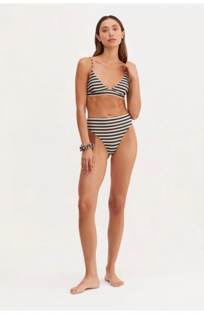Au Naturel By Gottex Timeless Chic Mila Wide Band Triangle Bikini Top In Blk/ivory