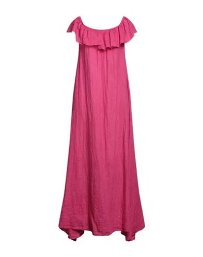 Au Petit Bonheur Woman Maxi Dress Fuchsia Size 2 Linen In Pink