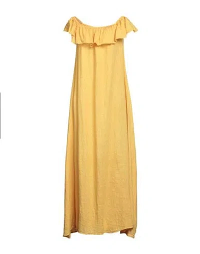 Au Petit Bonheur Woman Maxi Dress Ocher Size 2 Linen In Yellow