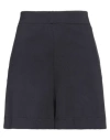 Au Petit Bonheur Woman Shorts & Bermuda Shorts Midnight Blue Size 2 Cotton