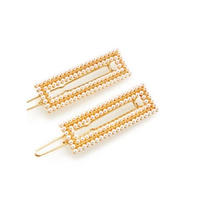 Au Printemps Paris Hair Clip With Pearls In Gold