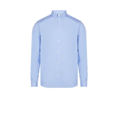 Au Printemps Paris Button Down Long-sleeve Cotton Shirt In Blue