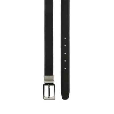 Au Printemps Paris Reversible Leather Belt In Black