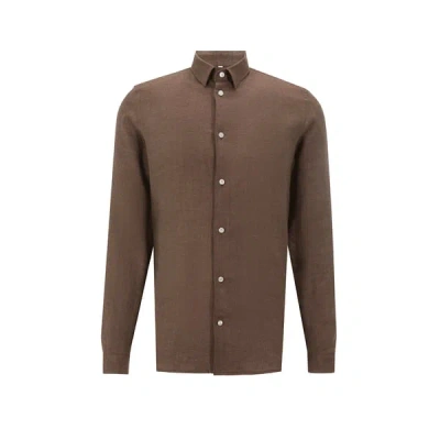 Au Printemps Paris Chemise Chinée En Lin In Brown