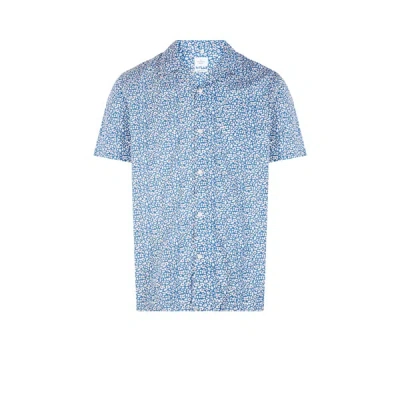 Au Printemps Paris Printed Cotton Shirt In Blue