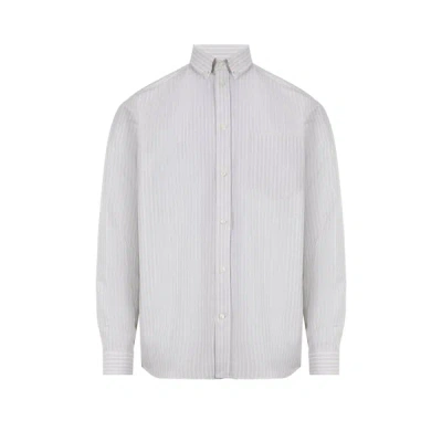 Au Printemps Paris Straight Striped Shirt In Beige