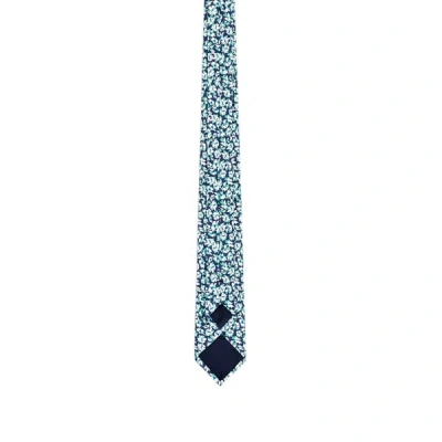 Au Printemps Paris Floral-print Silk Tie In Blue