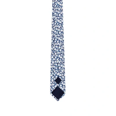 Au Printemps Paris Floral-print Silk Tie In Blue