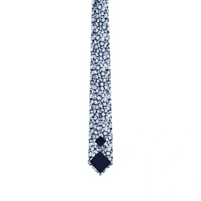 Au Printemps Paris Floral-print Silk Tie In Blue