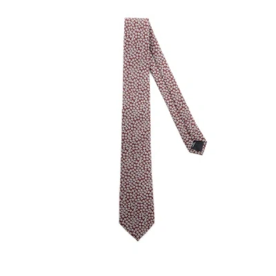 Au Printemps Paris Floral-print Silk Tie In Burgundy