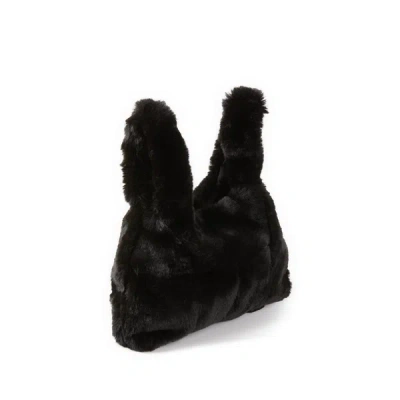 Au Printemps Paris Fur Handbag In Black