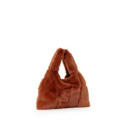Au Printemps Paris Fur Handbag In Brown