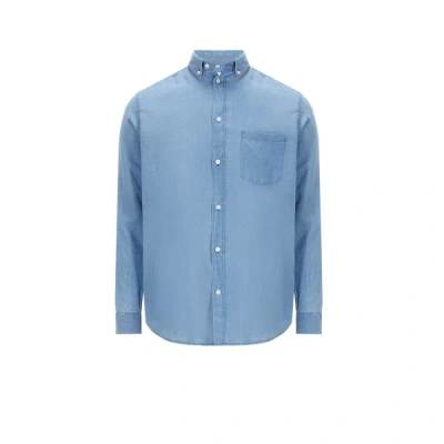 Au Printemps Paris Linen And Cotton Shirt In Blue