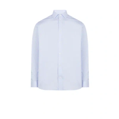 Au Printemps Paris Long-sleeve Cotton Shirt In Blue