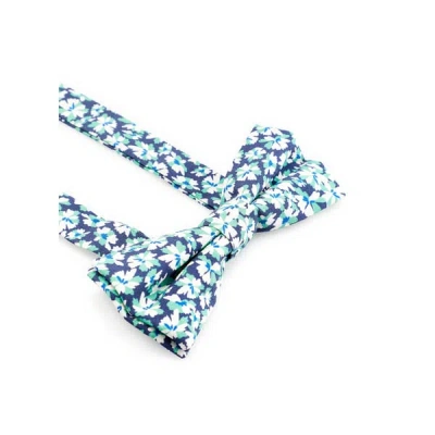Au Printemps Paris Printed Silk Satin Bow Tie In Blue