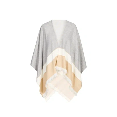 Au Printemps Paris Poncho Avec Liseré Doré In Gray