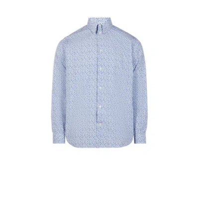 Au Printemps Paris Printed Cotton Shirt In Blue