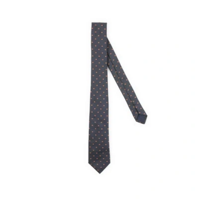 Au Printemps Paris Printed Silk Tie In Black