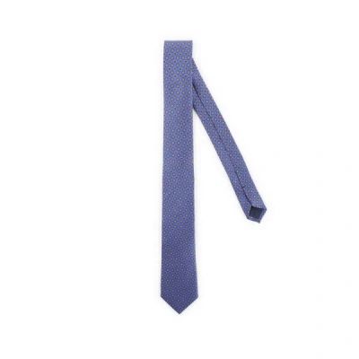 Au Printemps Paris Printed Silk Tie In Blue