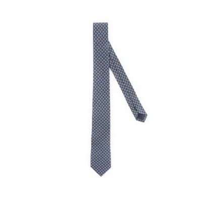 Au Printemps Paris Printed Silk Tie In Gray