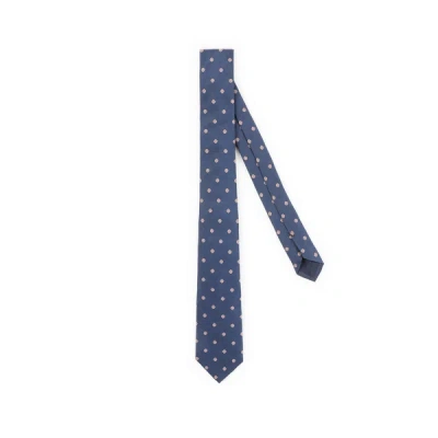 Au Printemps Paris Printed Silk Tie In Blue