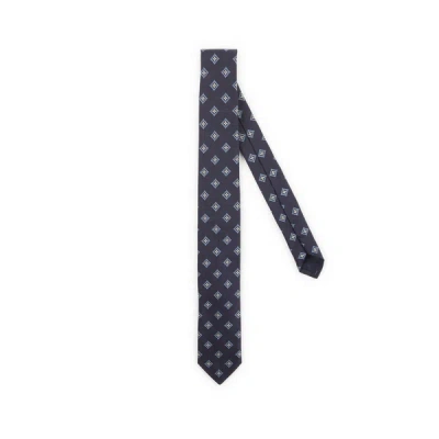 Au Printemps Paris Printed Silk Tie In Blue