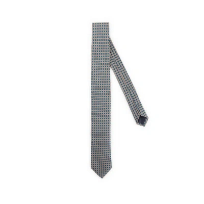 Au Printemps Paris Printed Silk Tie In Gray