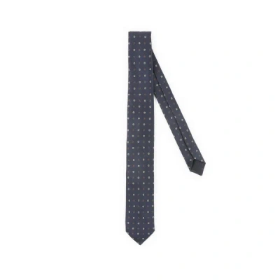 Au Printemps Paris Printed Silk Tie In Blue
