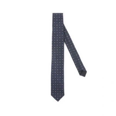 Au Printemps Paris Printed Silk Tie In Blue