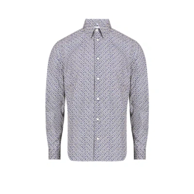 Au Printemps Paris Printed Slim Fit Shirt In Blue