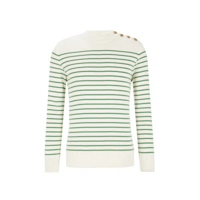 Au Printemps Paris Pull Marinière En Laine Mérinos Mélangée In Green
