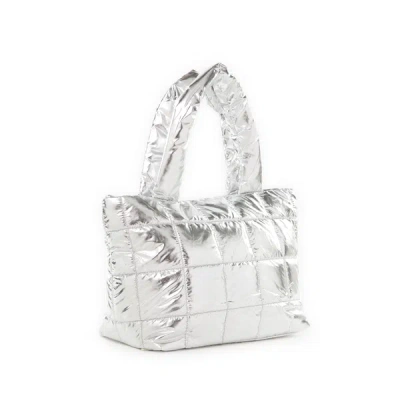 Au Printemps Paris Quilted Handbag In Silver