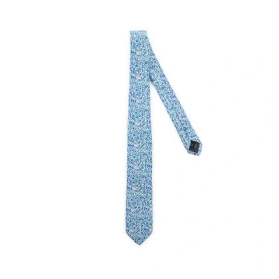 Au Printemps Paris Silk Patterned Tie In Blue