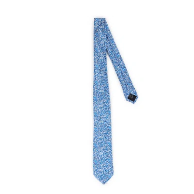 Au Printemps Paris Silk Patterned Tie In Blue