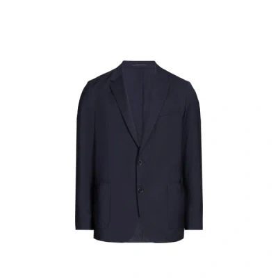 Au Printemps Paris Veste De Costume Col Tailleur En Laine Mélangée In Blue