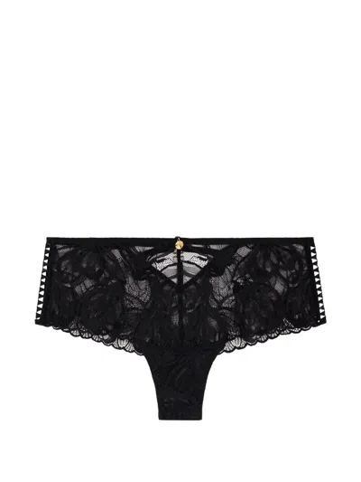 Aubade After Hours Lace-embroidered Briefs In Black