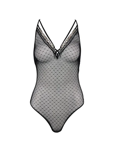 Aubade Boite A Desir Eyelet-embellished Body In Black