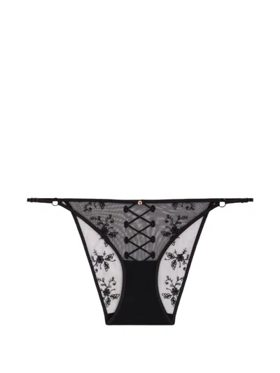 Aubade Boite A Desir Lace-up Briefs In Black